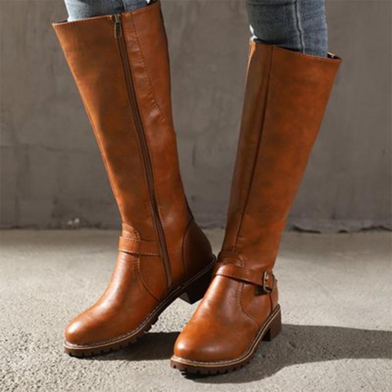 Women's High Boots with Buckle and Heel
