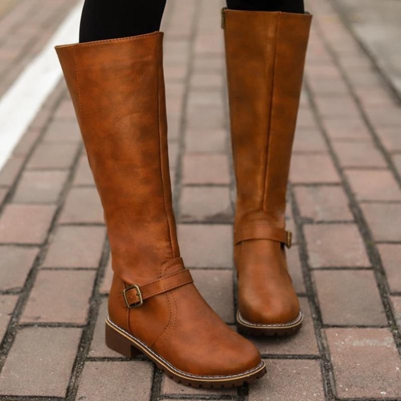 Women's High Boots with Buckle and Heel
