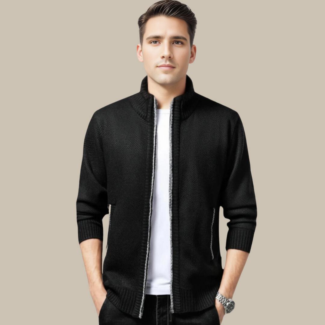 Casual cardigan with zip for men