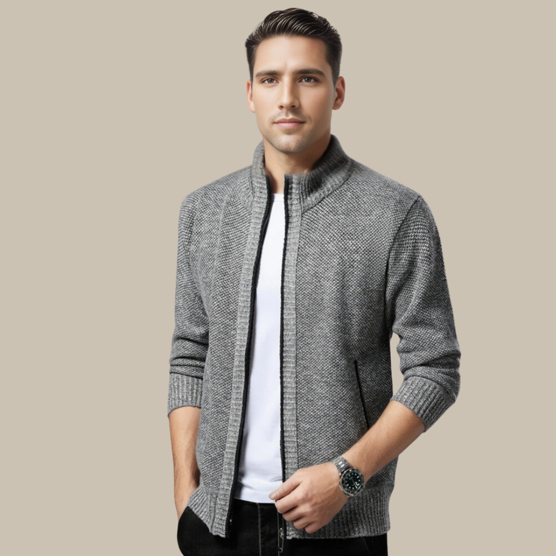 Casual cardigan with zip for men