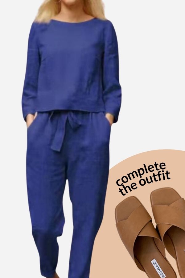 Women's Retro long sleeve and wide leg pants set