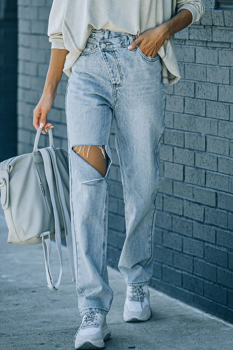 Darcy - casual ripped straight denim jeans