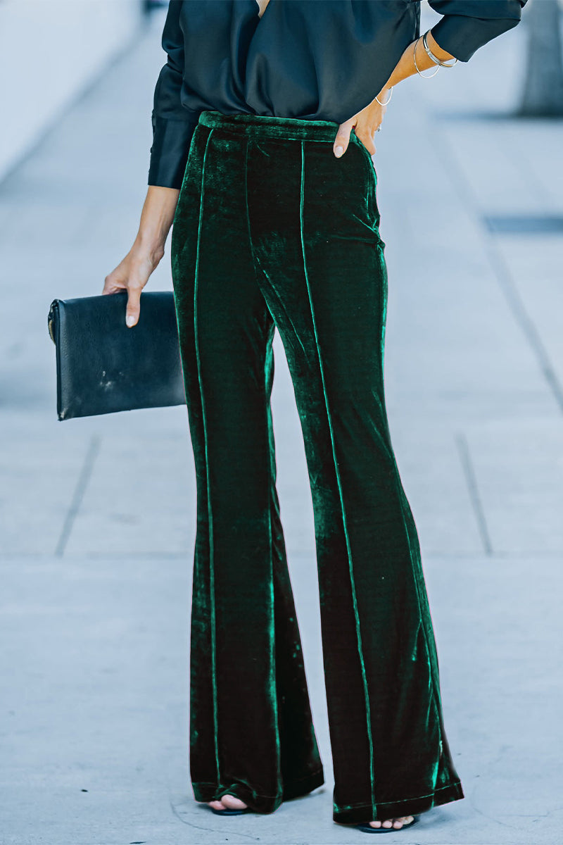 Regina - velvet bootcut trousers with high waist