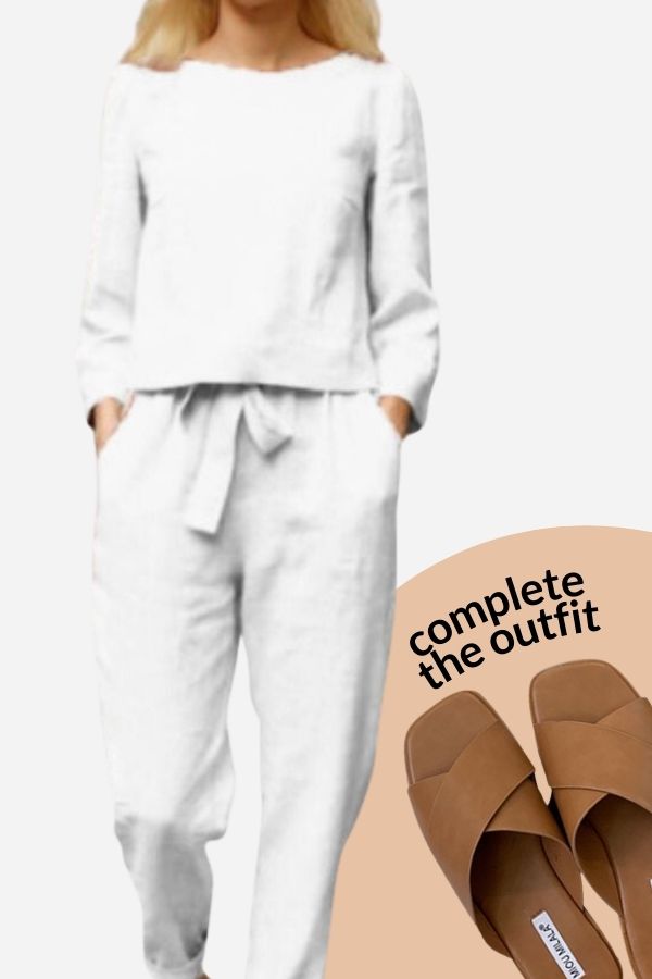 Women's Retro long sleeve and wide leg pants set