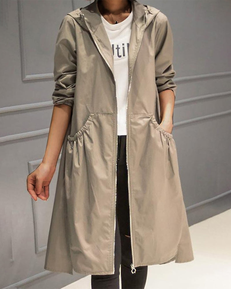 Pauline Laurent | Korean-style hooded mid-length jacket