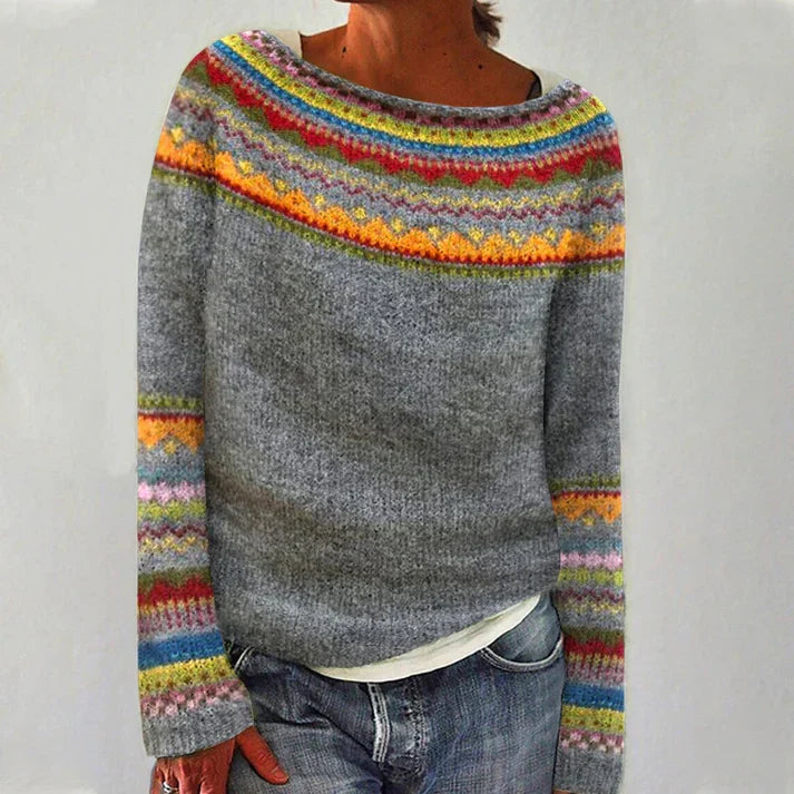 Gisela - long-sleeved sweater with retro print