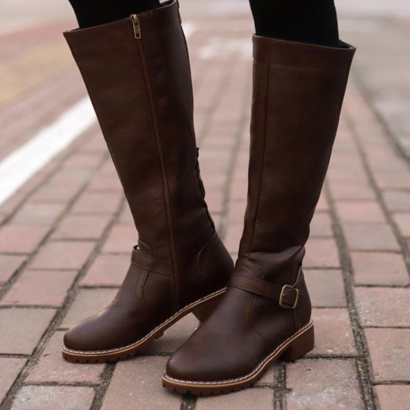 Women's High Boots with Buckle and Heel