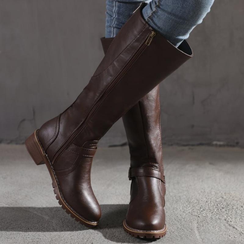 Women's High Boots with Buckle and Heel