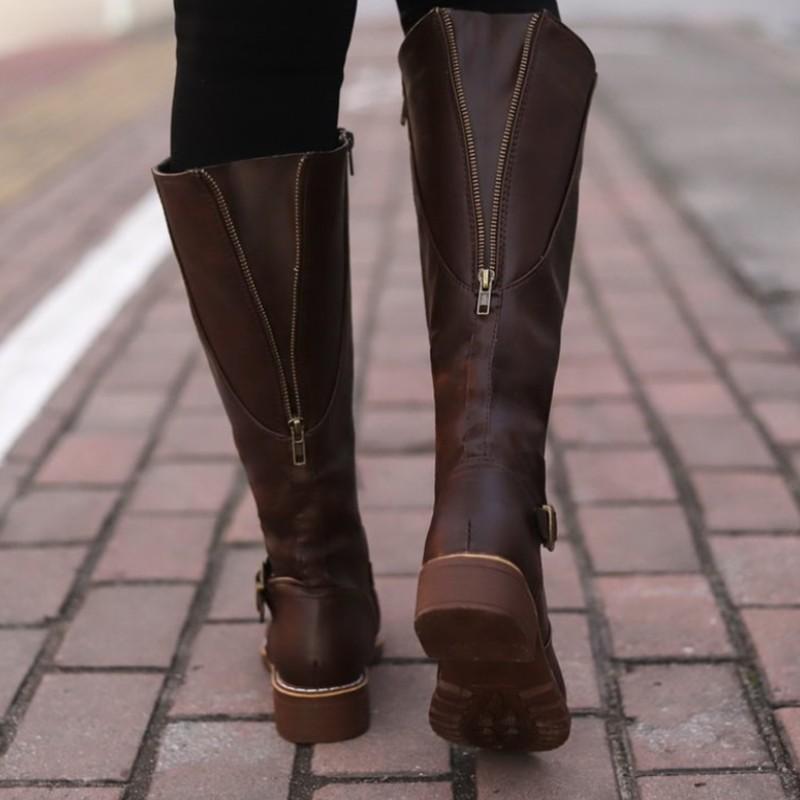 Women's High Boots with Buckle and Heel