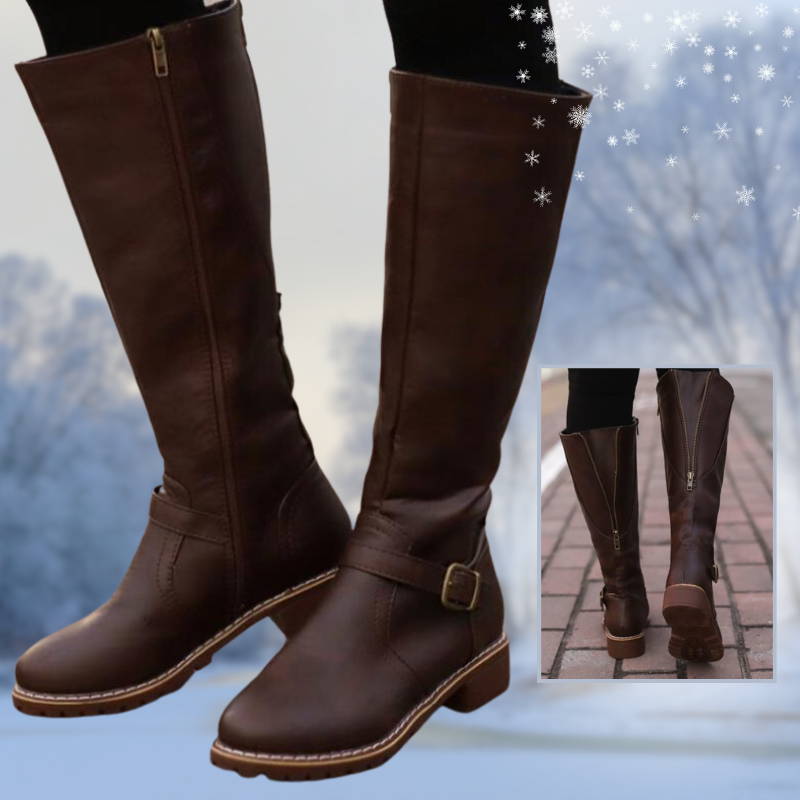 Women's High Boots with Buckle and Heel