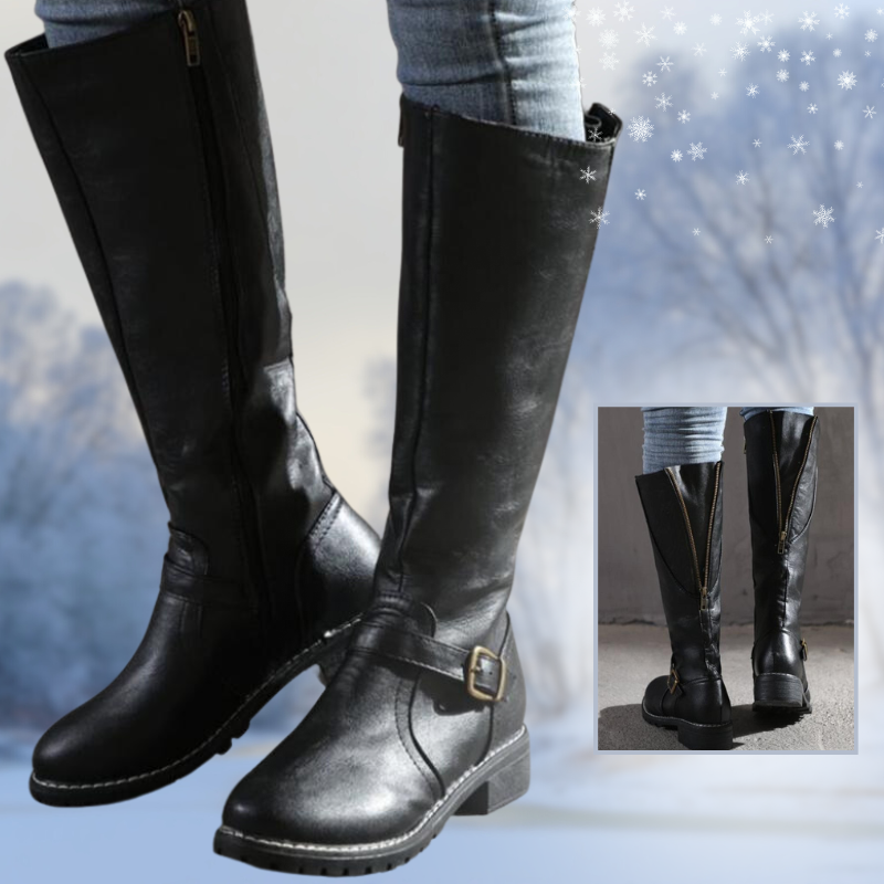 Women's High Boots with Buckle and Heel