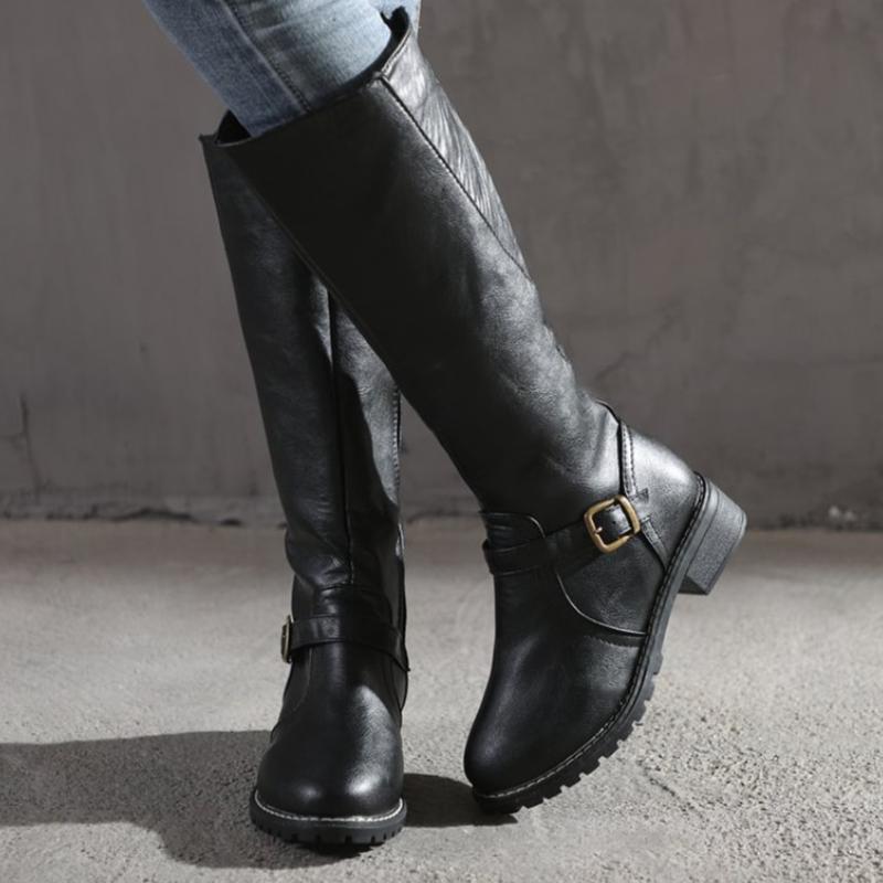 Women's High Boots with Buckle and Heel