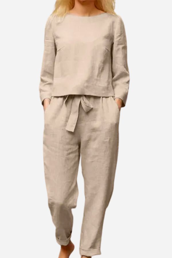 Women's Retro long sleeve and wide leg pants set