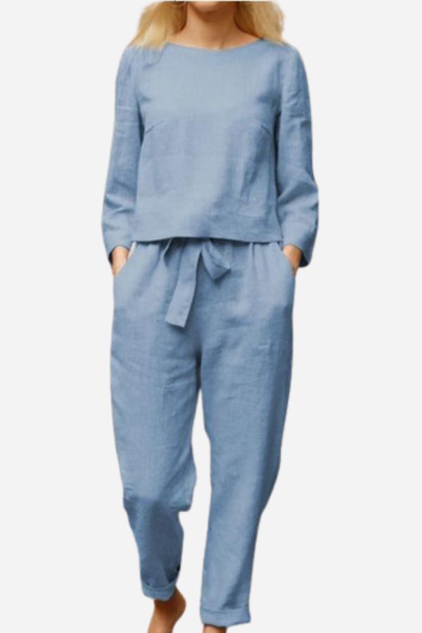Women's Retro long sleeve and wide leg pants set