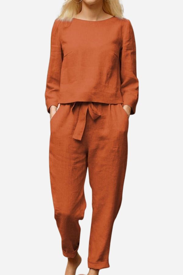 Women's Retro long sleeve and wide leg pants set