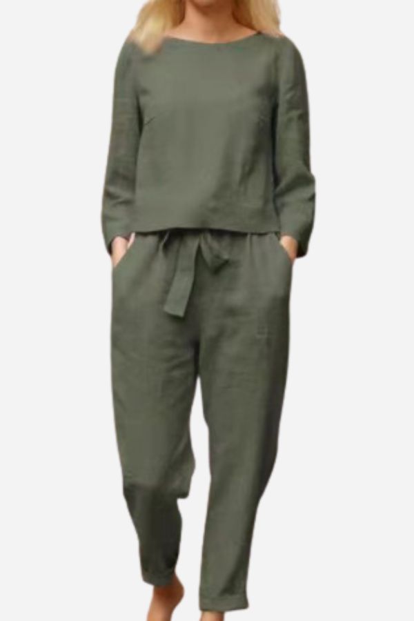 Women's Retro long sleeve and wide leg pants set