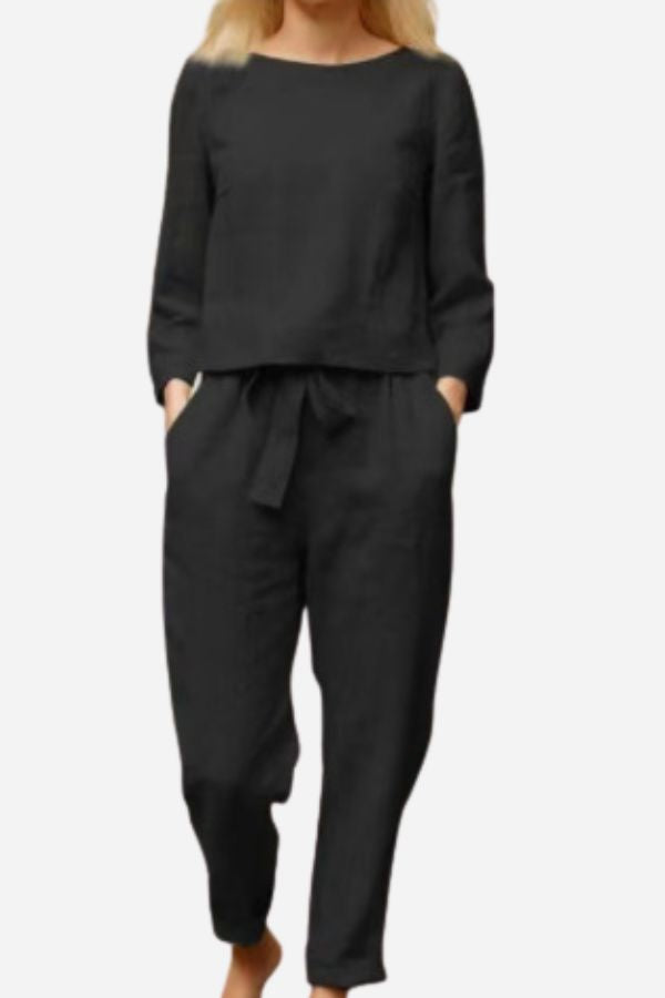 Women's Retro long sleeve and wide leg pants set