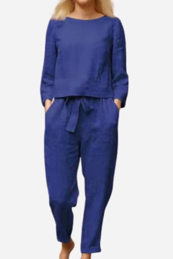 Women's Retro long sleeve and wide leg pants set