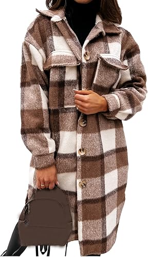 Women's Oversized Flannel Plaid Shacket Coat
