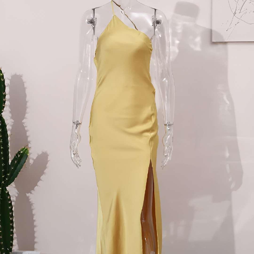 Emily | Open back summer dress in yellow