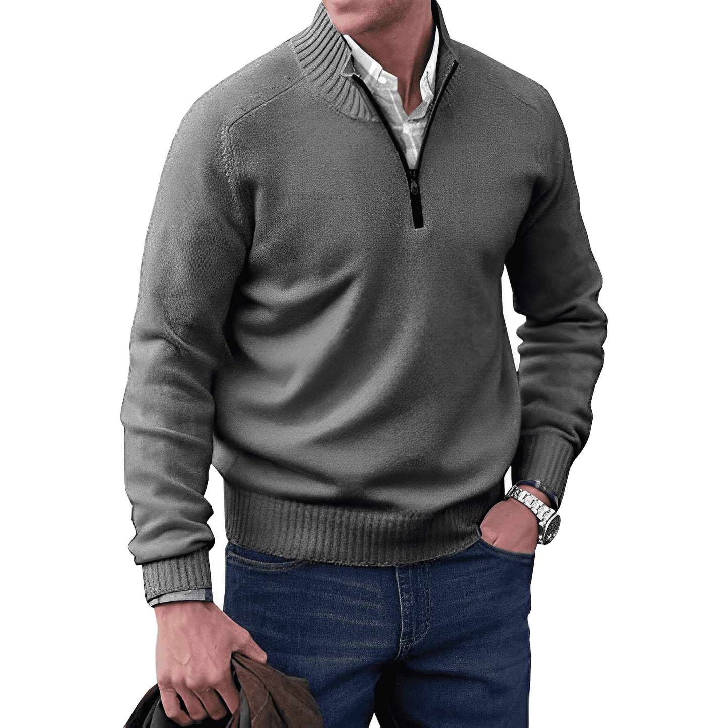 EDWARD | Elegant Cashmere Zip Jumper