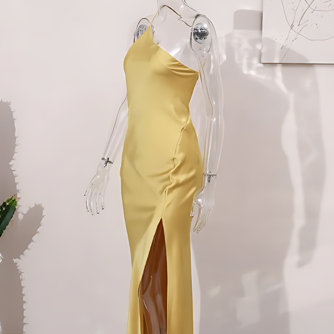 Emily | Open back summer dress in yellow