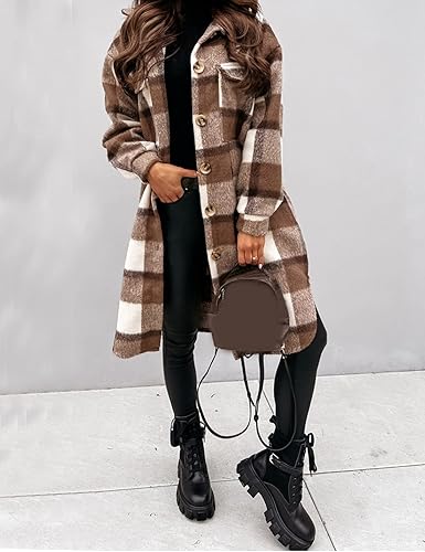 Women's Oversized Flannel Plaid Shacket Coat