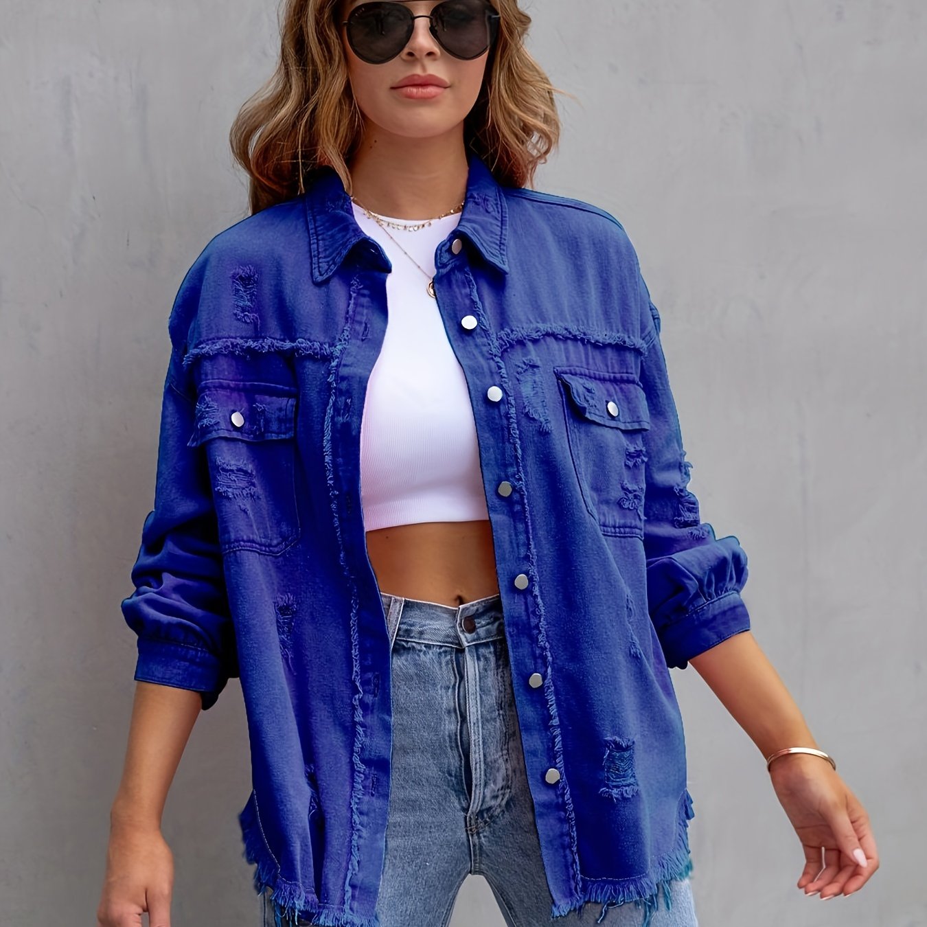 Women's Distressed Denim Jacket