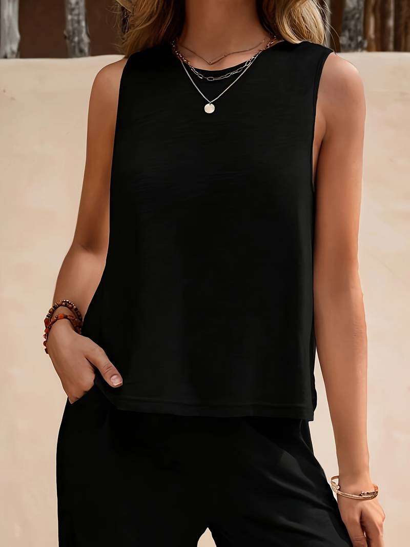 Belezza - casual sleeveless tank top and wide-leg pants set