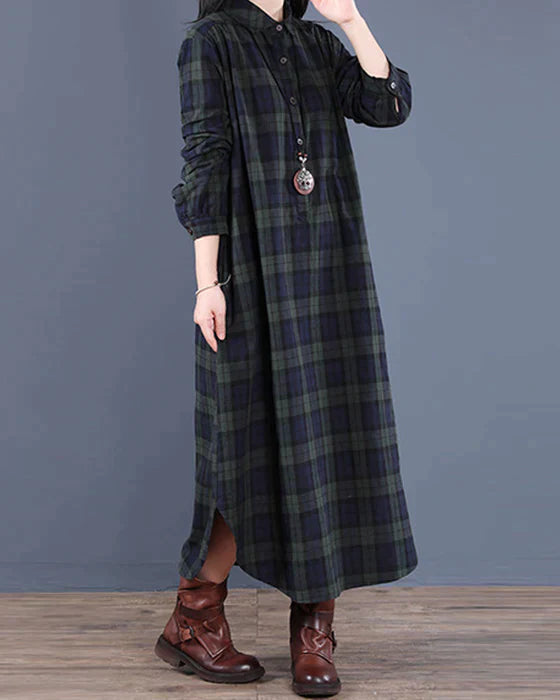 Riva Lefèvre | Long-Sleeved Plaid Shirt Dress