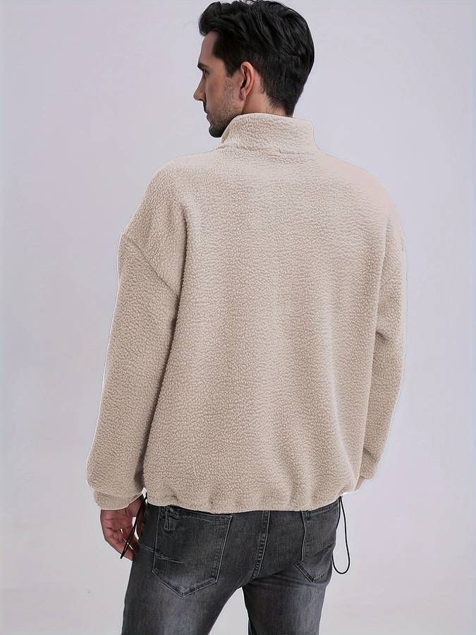 Men's fleece jumper with v-neck
