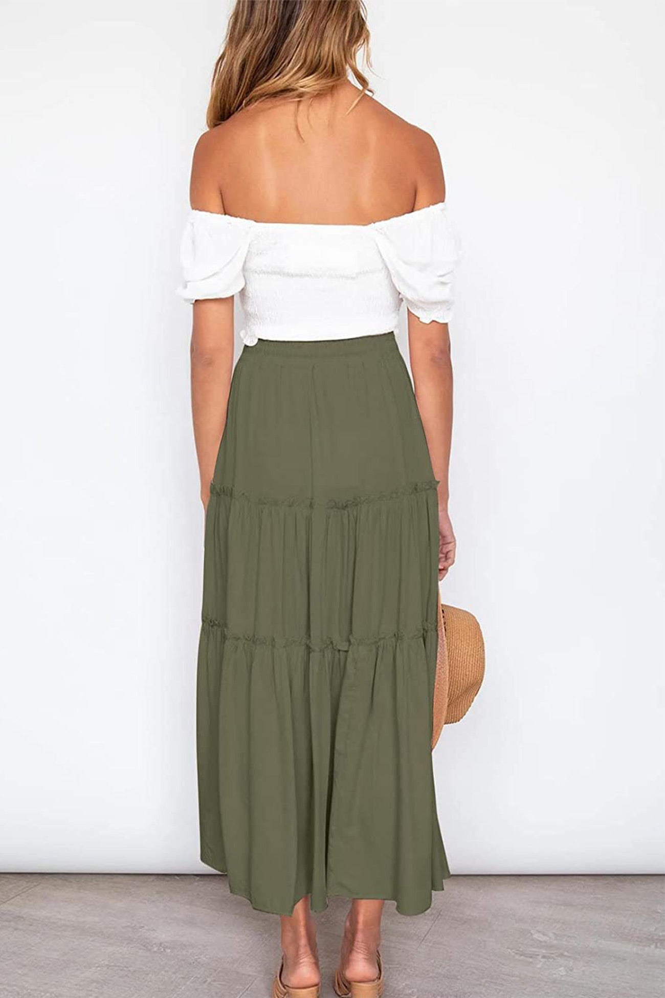 Kinsley - bohemian high waist ruched skirt