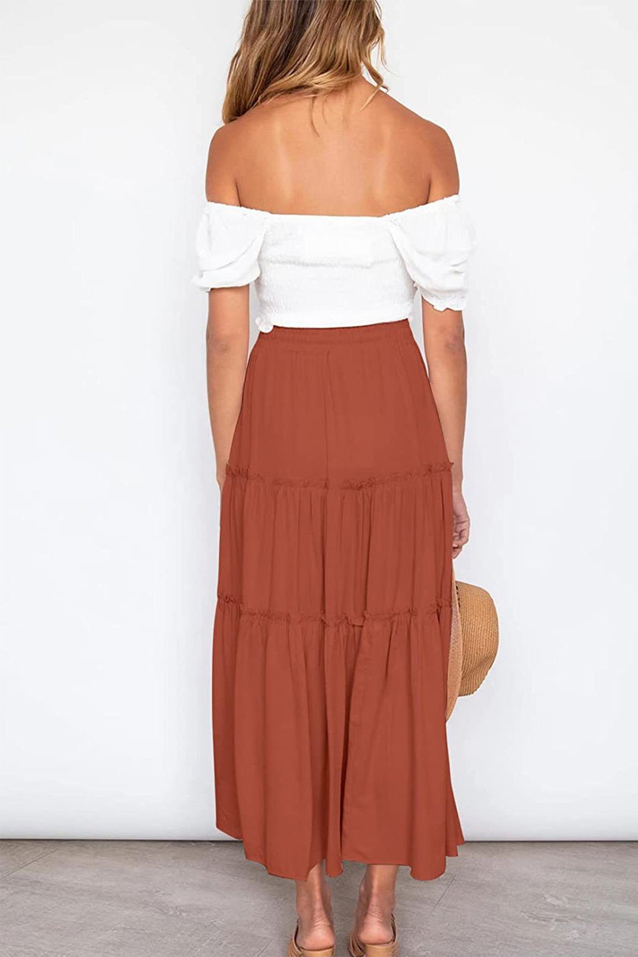 Kinsley - bohemian high waist ruched skirt