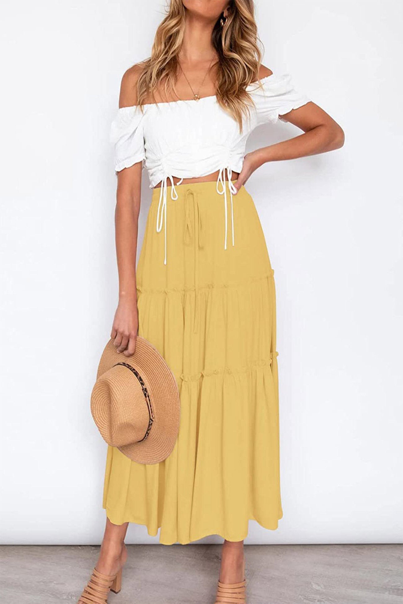 Kinsley - bohemian high waist ruched skirt