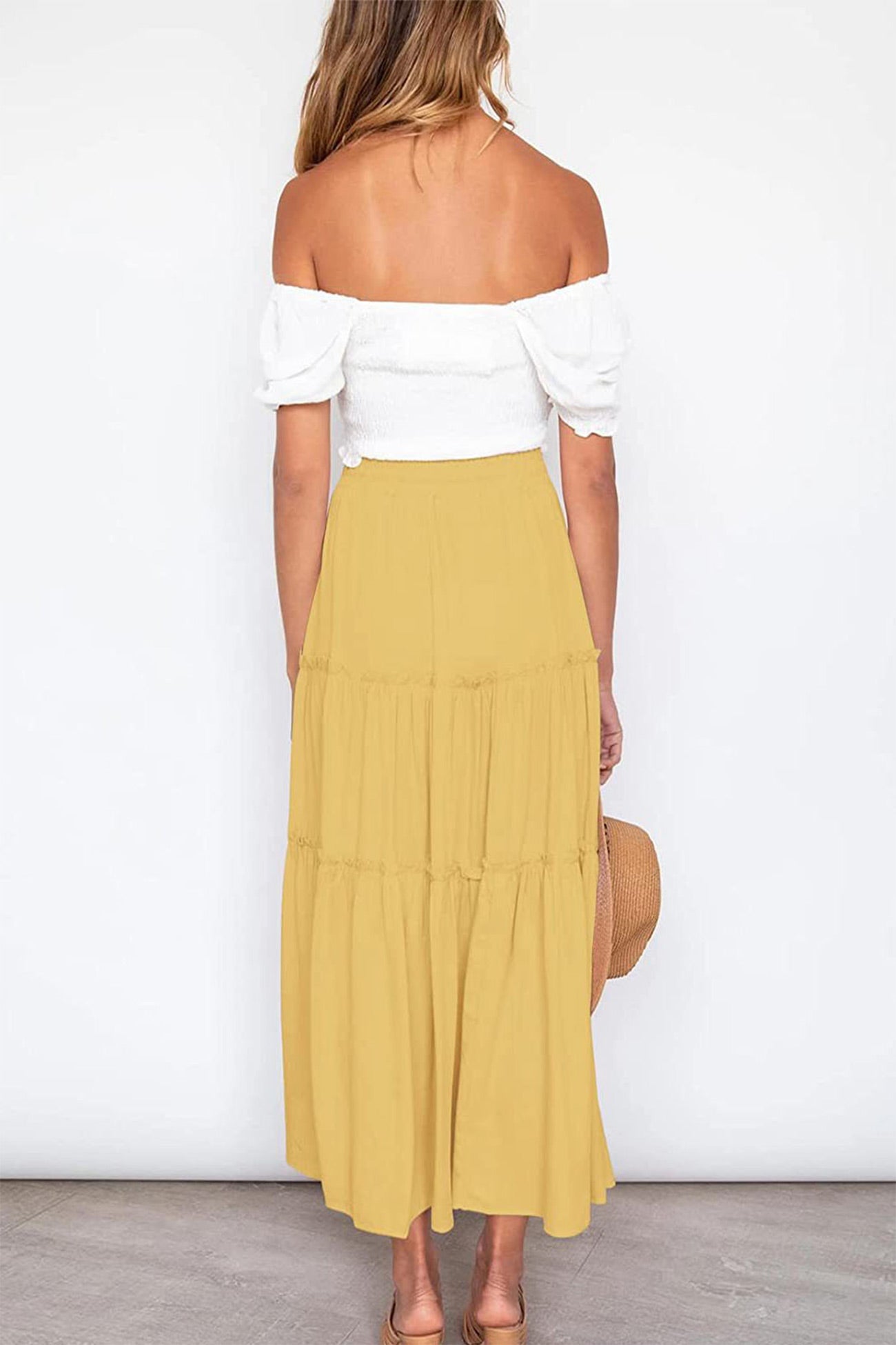 Kinsley - bohemian high waist ruched skirt