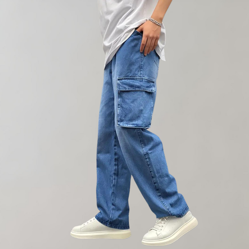 Fashion Street | Denim Cargo Pants with Pockets