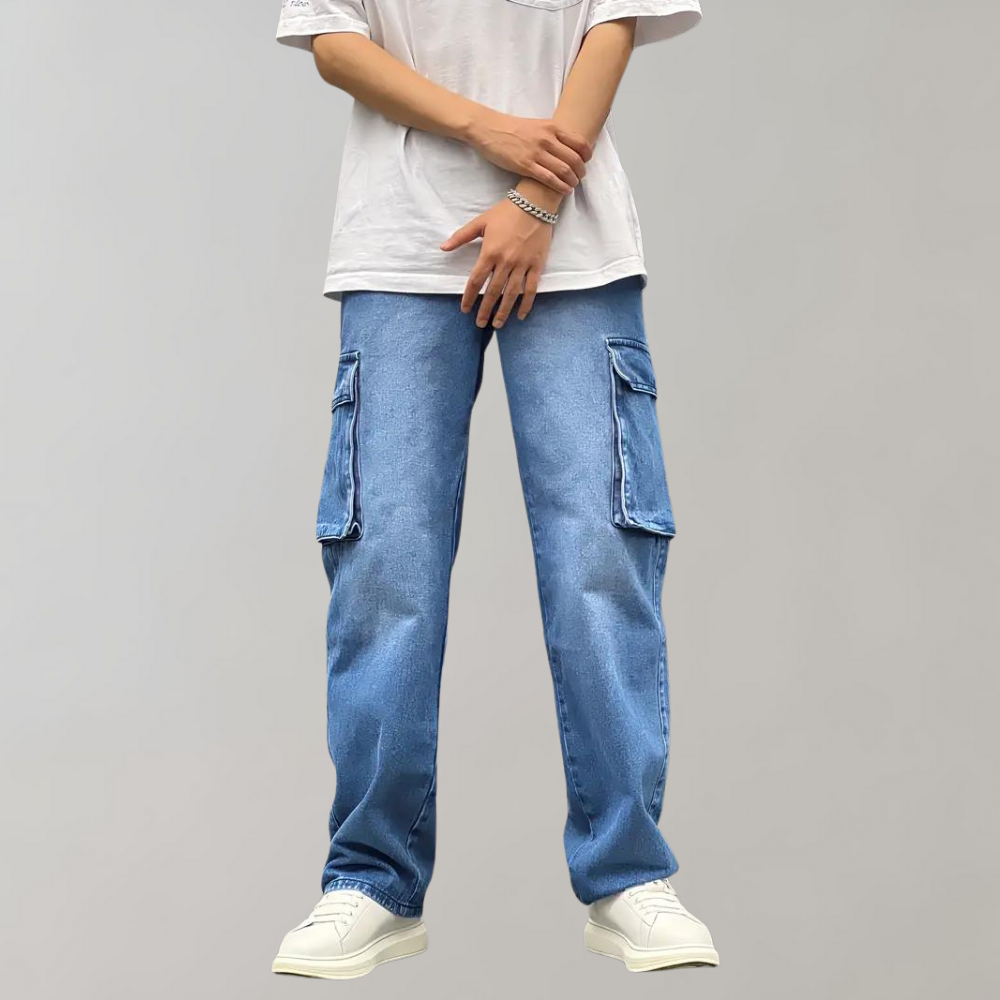 Fashion Street | Denim Cargo Pants with Pockets