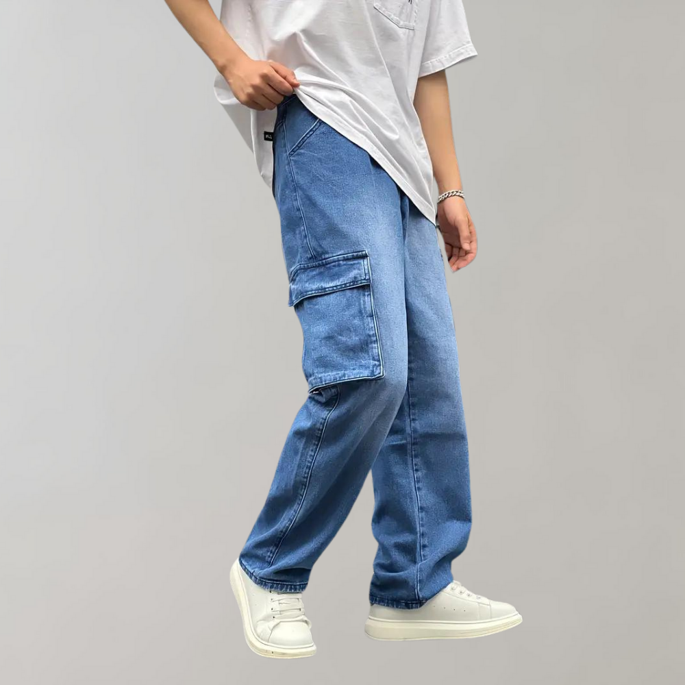 Fashion Street | Denim Cargo Pants with Pockets
