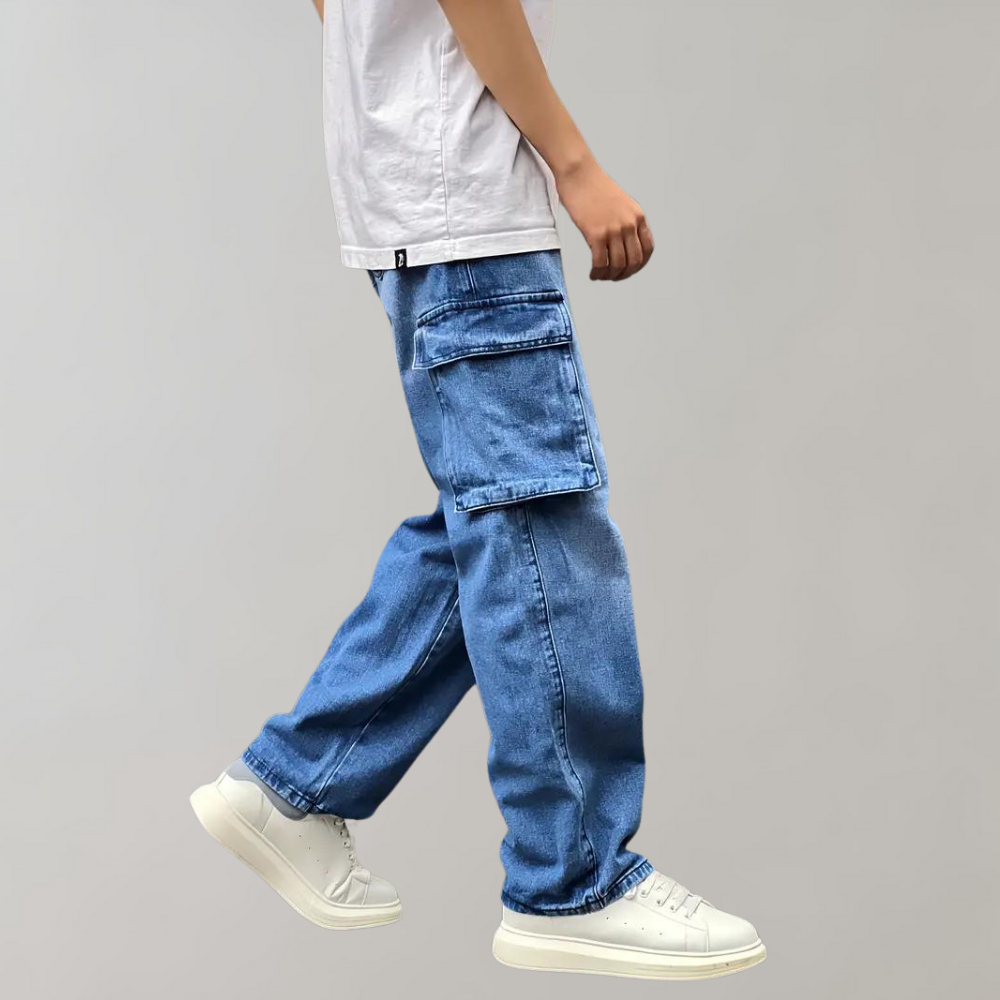 Fashion Street | Denim Cargo Pants with Pockets