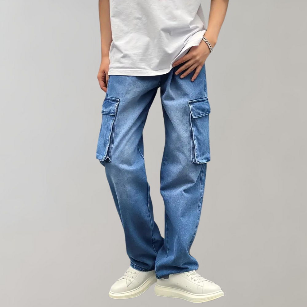 Fashion Street | Denim Cargo Pants with Pockets