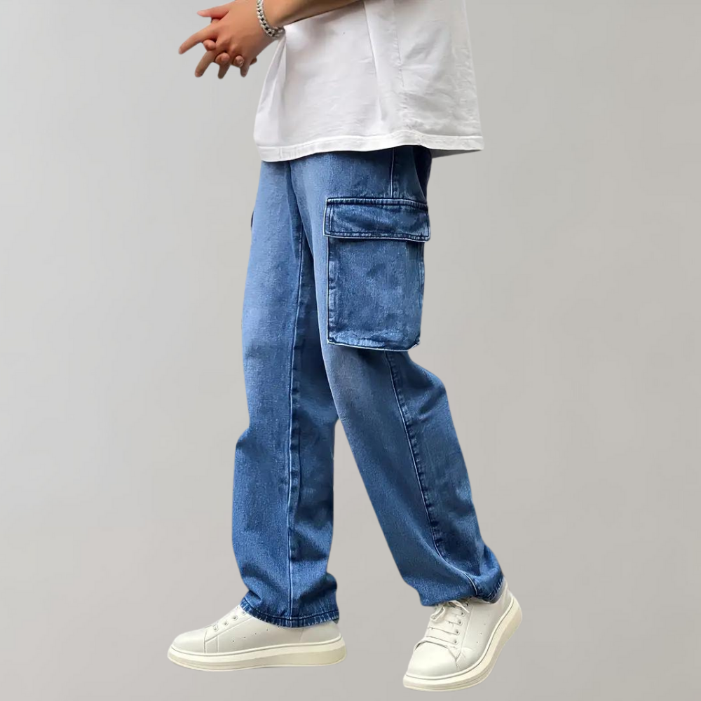 Fashion Street | Denim Cargo Pants with Pockets