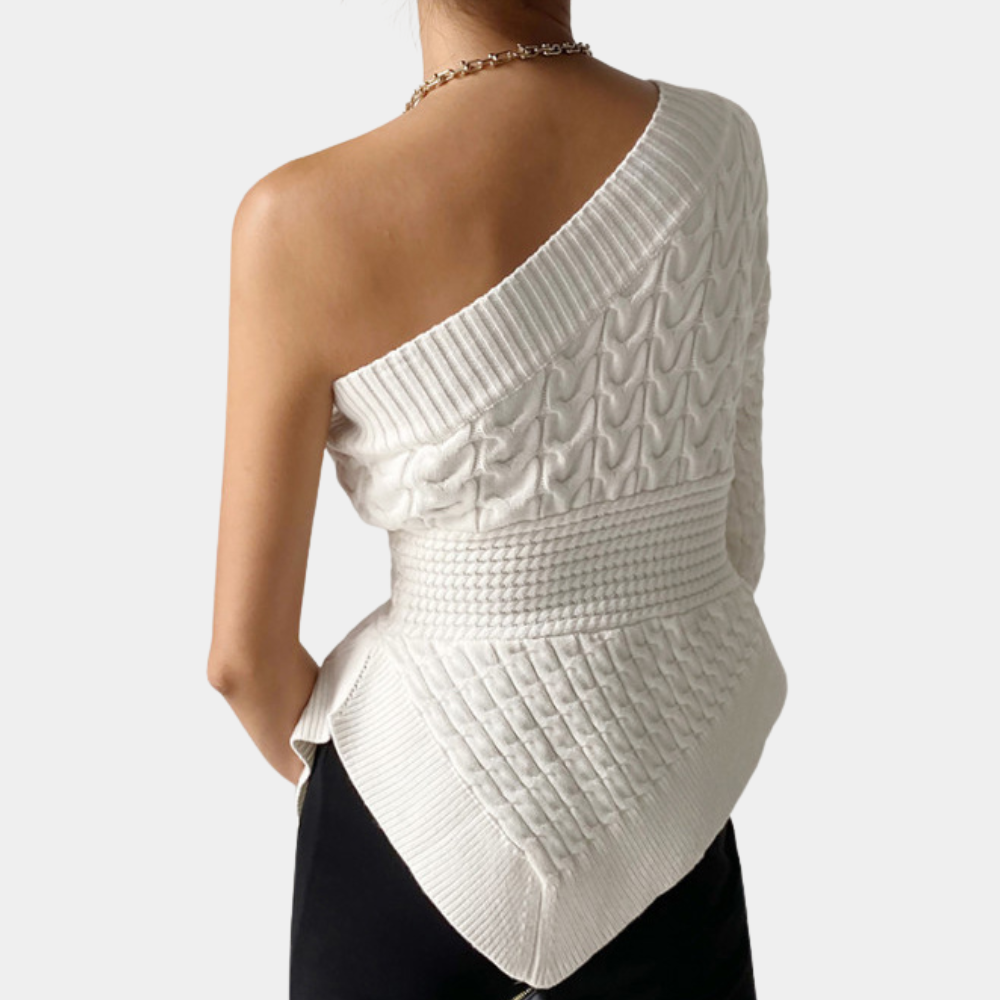 DORE | Knitted women's sweater with one shoulder