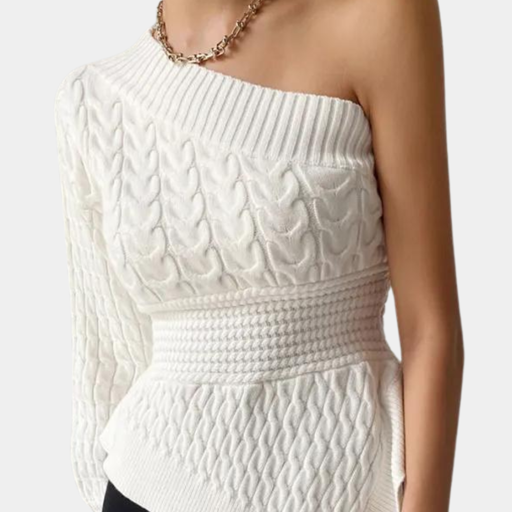 DORE | Knitted women's sweater with one shoulder