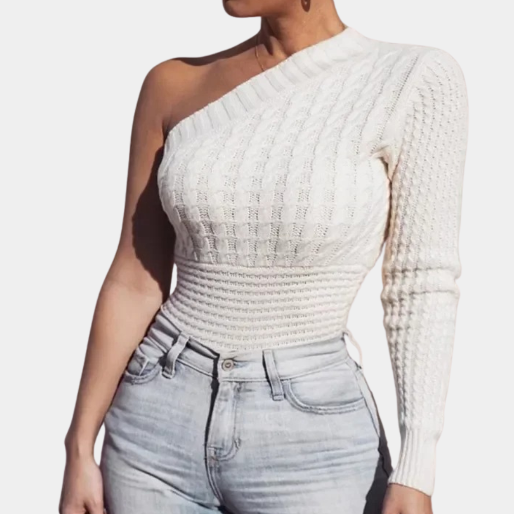 DORE | Knitted women's sweater with one shoulder