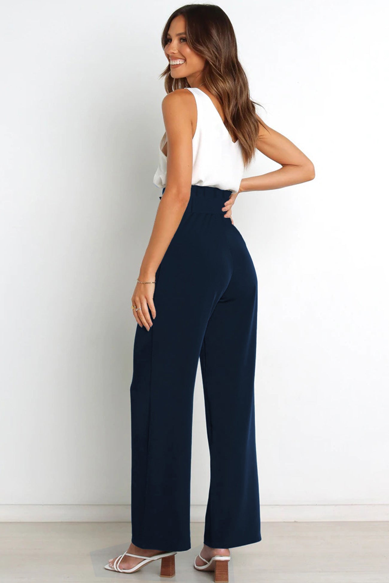 Maricel - casual tie-front loose straight long pants