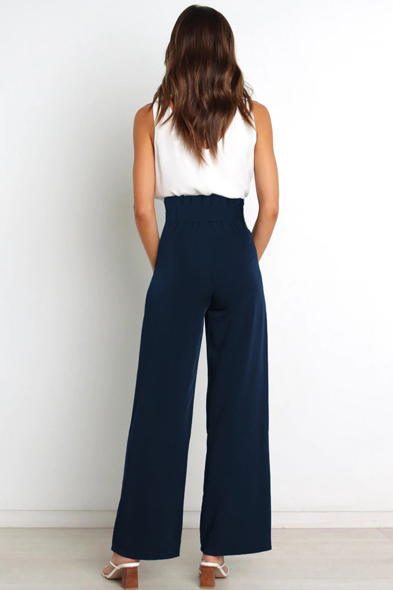 Maricel - casual tie-front loose straight long pants