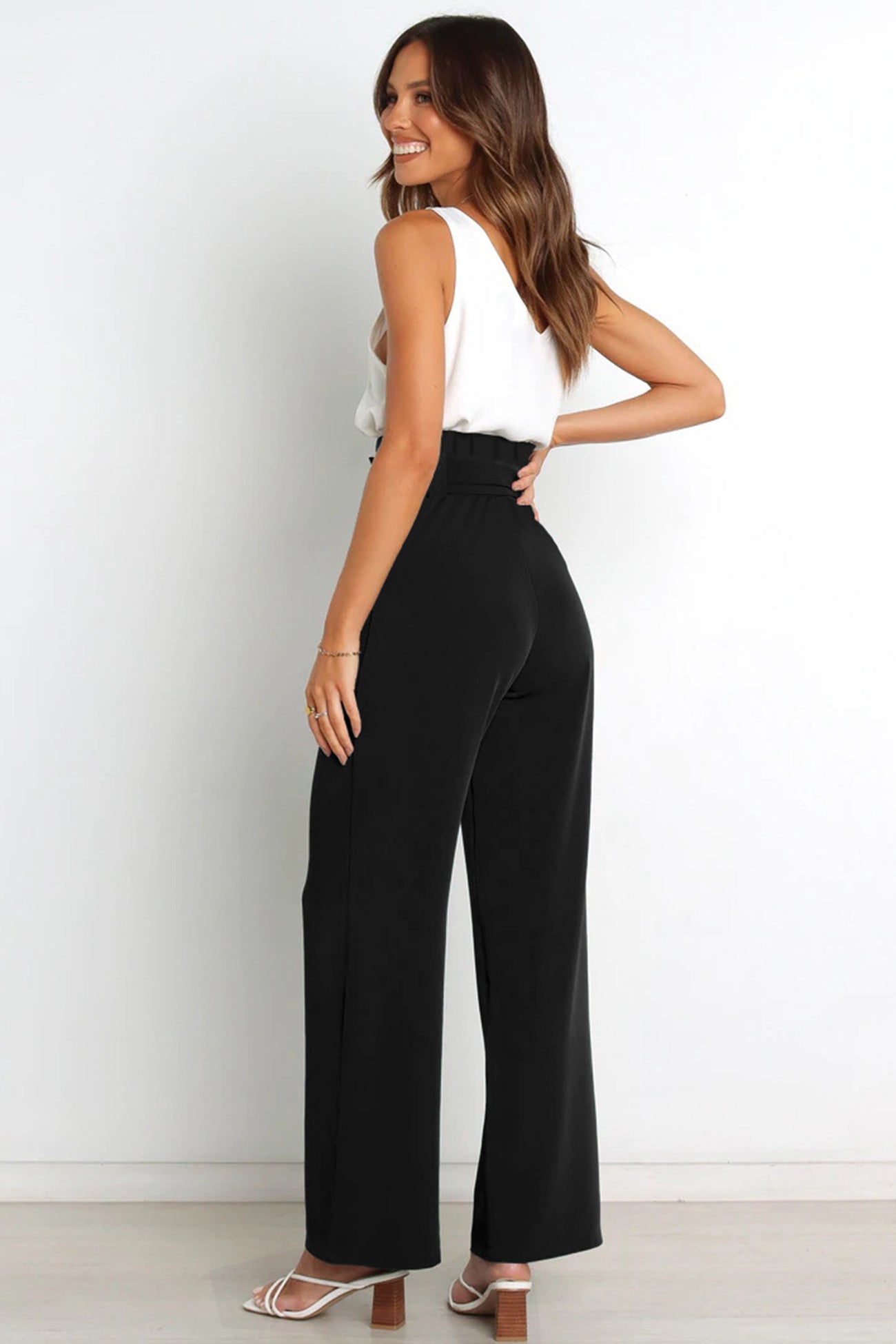 Maricel - casual tie-front loose straight long pants