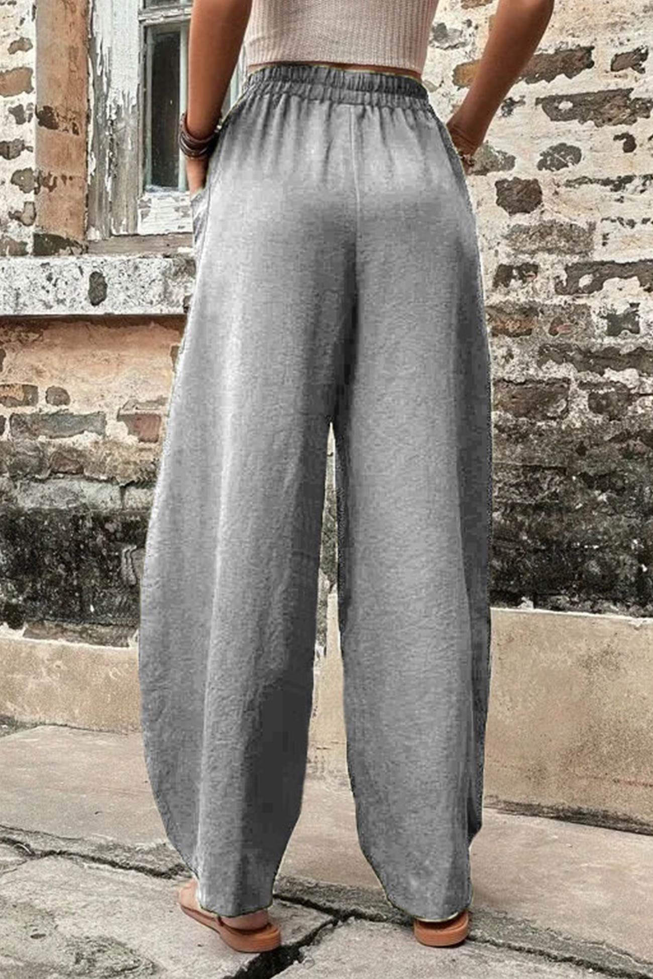 Frieda - elastic waist pocketed harem pants