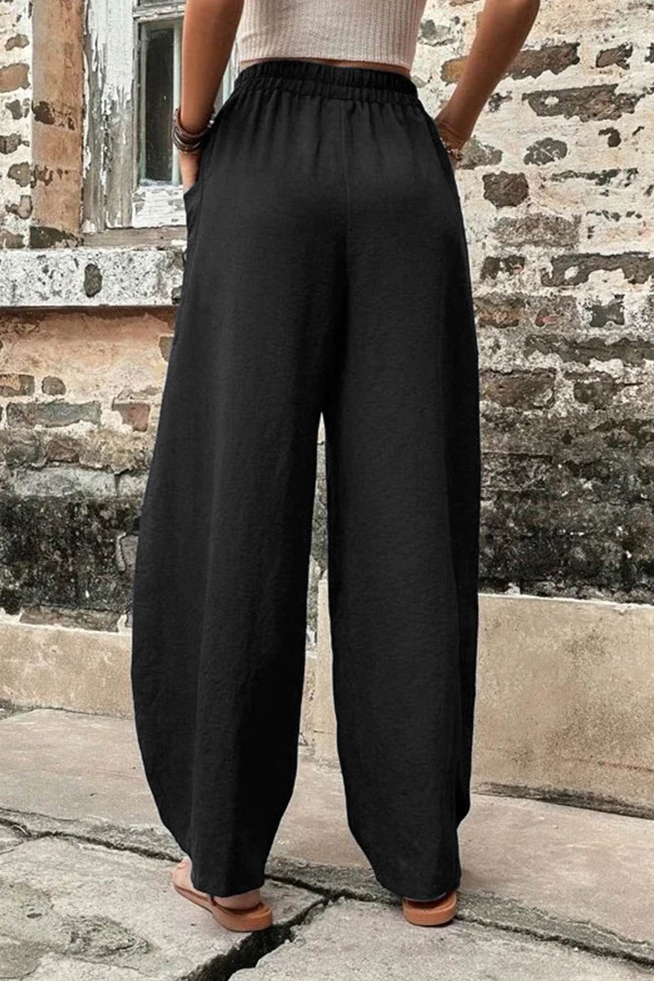 Frieda - elastic waist pocketed harem pants