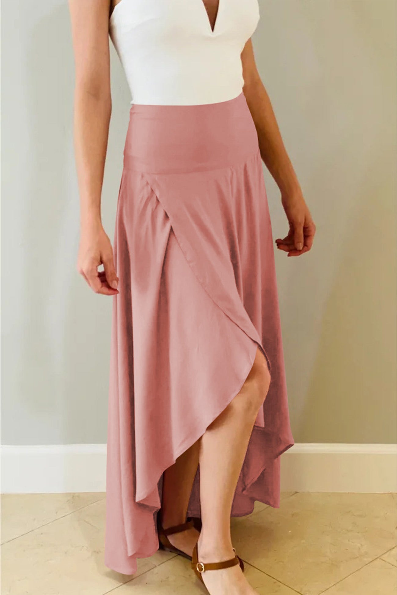 Rosette - flounced irregular midi skirt
